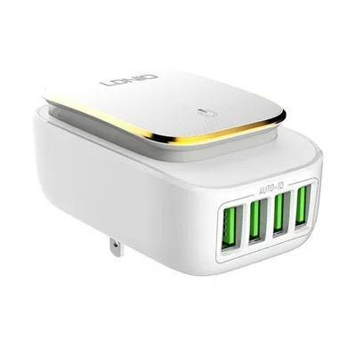 LDNIO A4405 4-Port USB-A Charger Touch LED Night Light 100-240V Travel Charger - US Plug
