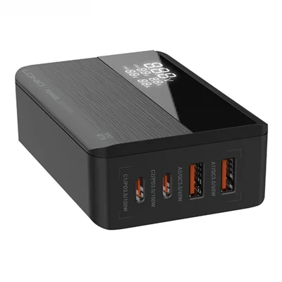 LDNIO A4808Q 70W 4-Port Schnellladegerät 2 USB-C PD + 2 USB-A QC LED-Anzeige für Desktop - US-Stecker