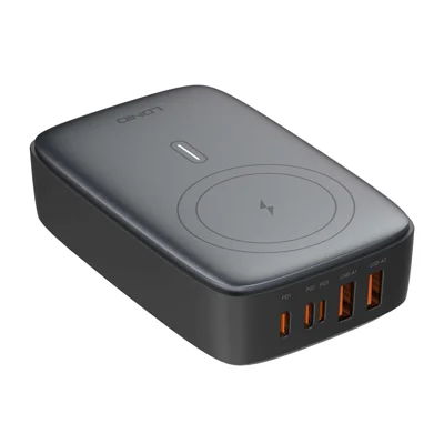 LDNIO Q4010 140W GaN 6 in 1 Desktop Charger 15W Wireless Charging Station for Home Office - Grey  /  EU Plug