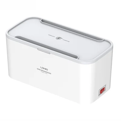 LDNIO SN5311W 5 розеток + 3 USB-порта Удлинитель с беспроводной зарядкой 15 Вт с коробкой для управления кабелями для рабочего стола - Белый / Евровилка