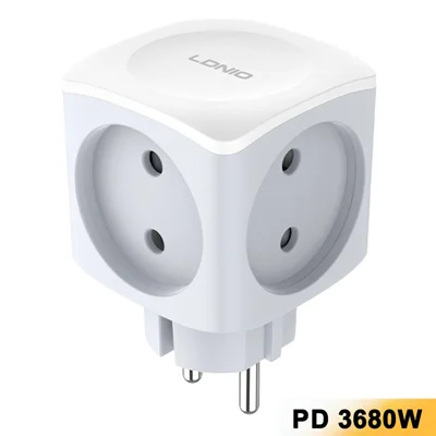 LDNIO Z11 4-розеточный удлинитель EU, 230 В / 16 А, макс. 3680 Вт, кубический адаптер питания — белый