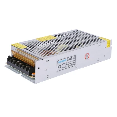 SOMPOM S-200-12 12 فولت 16.5 أمبير 200 واط محول طاقة لشريط LED، سائق مصدر طاقة، محول جهد