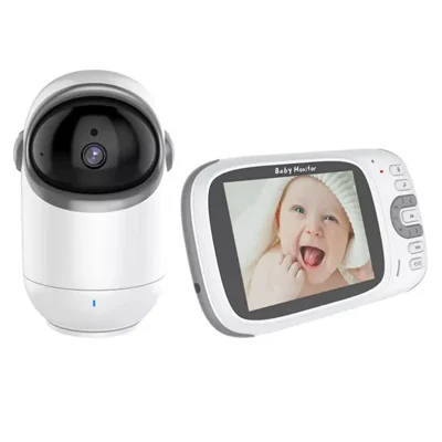 VB802 3,2-Zoll-Babymonitor mit Schwenk-Neige-Kamera, kabellose Sicherheitsüberwachung mit Nachtsicht, Temperaturüberwachung und Gegensprechfunktion - US-Stecker