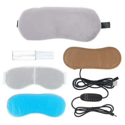 Cubierta de ojo eléctrica de calentamiento y refrigeración USB de 2 en 1 Máscara de ojo de compresa de calentamiento eléctrico Máscara de ojo de compresa de hielo para el hogar, la oficina y la escuela - Gris