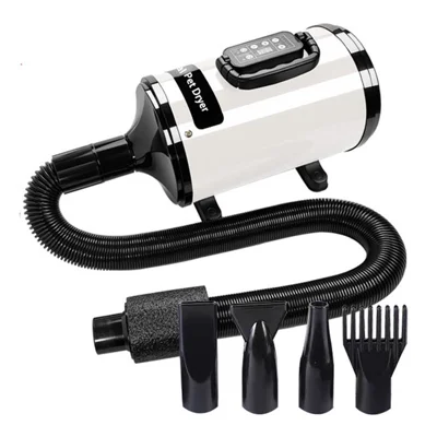 YC-C5 Ionic Smart LCD Screen Pet Grooming Dryer Speed / Temperature Control Dogs Blower Dryer, EU Plug - White