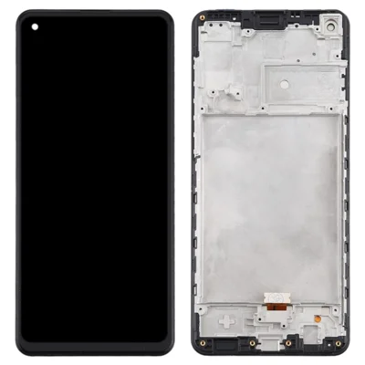 Pantalla LCD y ensamblaje de digitalizador OEM + Parte de reparación de marco (sin logotipo) para Samsung Galaxy A21s SM-A217 - Negro
