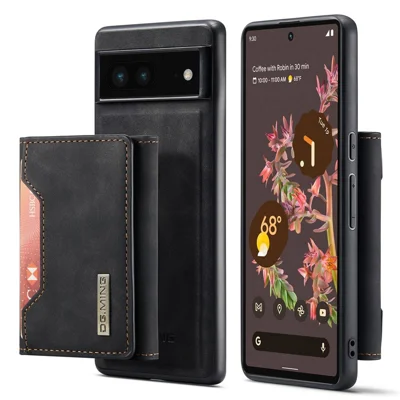 DG.MING M2 Série pour Google Pixel 7 5G Étui de téléphone magnétique anti-chute avec portefeuille/support amovible - Noir