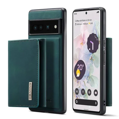 DG.MING Série M1 pour Google Pixel 7 Pro 5G étui magnétique amovible portefeuille en PC+TPU+PU avec support - Vert
