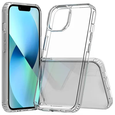 Custodia per iPhone 14 da 6,1 pollici in acrilico trasparente duro e bordi in TPU morbido con protezione da urti