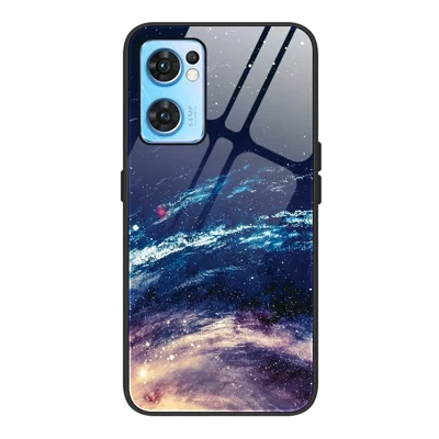 لـ Oppo Reno7 5G (عالمي) طباعة بتصميم أنيق، غطاء هاتف مقاوم للسقوط مع حماية جيدة من الزجاج المُصلب + PC + TPU - درب التبانة