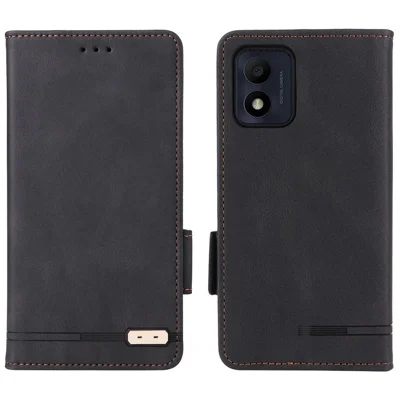 Для Alcatel 1B (2022) Аппаратный Дизайн Shockpereper Leather Swellet Stand Case Colep Pleple Cover - Черный
