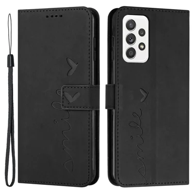 Шокопродажный Кожаный Телефон Для Samsung Galaxy A72 4G/5G, Крышка Кошелька Для Кожи с Кожей с Формой Сердца - Черный