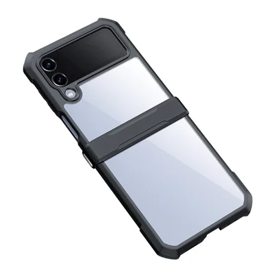 XUNDD For Samsung Galaxy Z Flip4 5G Airbag Phone Case Acrylic + TPU Cover with Protective Bar
