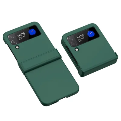 Hard PC Skin-touch Case for Samsung Galaxy Z Flip4 5G, Hinge Protection Large Cutout Anti-scratch Phone Cover - Dark Green