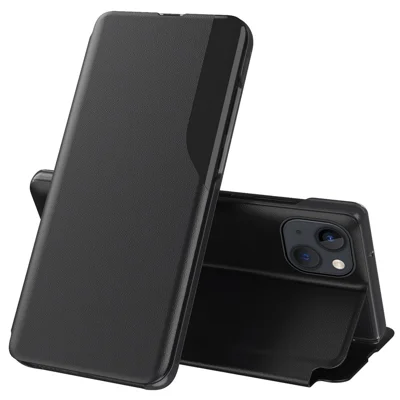 Folio Flip-hoes van PU-leer met standaard voor iPhone 14 - Zwart