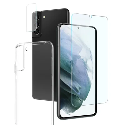 NORTHJO For Samsung Galaxy S21 4G/5G Anti-scratch Transparent TPU Phone Case with 9H Tempered Glass Rear Lens Cover Screen Protector