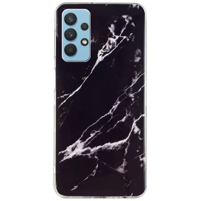 For Samsung Galaxy A32 5G/Galaxy M32 5G IMD Marble Pattern Soft TPU Case Phone Drop-proof Back Cover - Black