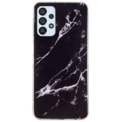Anti-scratch Flexible TPU Case for Samsung Galaxy A33 5G, IMD Marble Pattern Unfading Phone Cover - Black