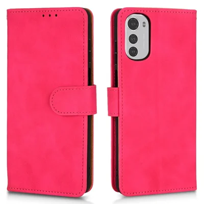 For Motorola Moto E32 4G PU Leather Wallet Phone Case Skin-Touch Feeling Stand Flip Protective Cover - Rose