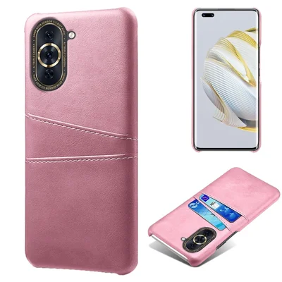 Für Huawei Nova 10 Pro 4g Dual Card Slots Halter Gut Geschützte Hülle PU Leder Beschichtet Hartes PC Anti-schock-telefon Shell - Roségold