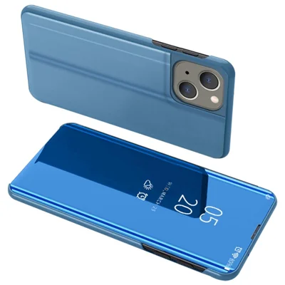 For iPhone 14 Flip Leather Cover with Stand Full Body Protective Phone Case - Blue