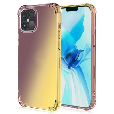 Til iPhone 14 6,1 tommer Gradientdesign Antistødfaldsbeskyttelse TPU Blød Kantbeslag med forstærkede hjørner Telefonbeskyttelsesdæksel - Sort/Guld