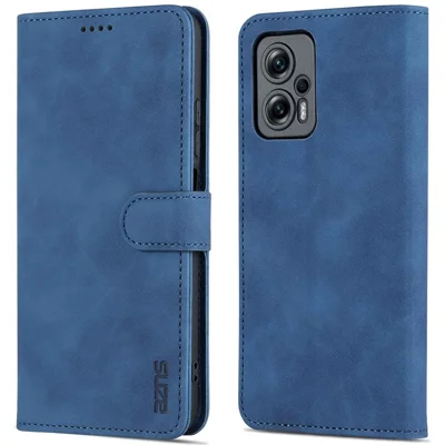 Azns Für Xiaomi Redmi Note 11t Pro 5g / Anmerkung 11t Pro+ 5g / Poco X4 GT 5G / Redmi K50i 5G PU Leder Brieftasche Fall Faltbares Stand Folio Flip Protective Telefonabdeckung - Blau
