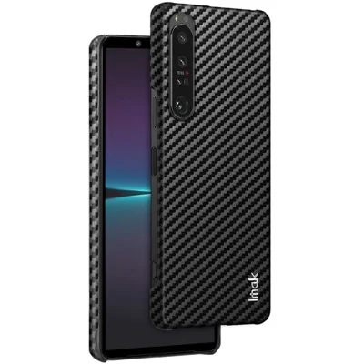 IMAK Ruiyi Series pour Sony Xperia 1 IV 5G Coque arrière en polycarbonate avec texture fibre de carbone anti-empreintes