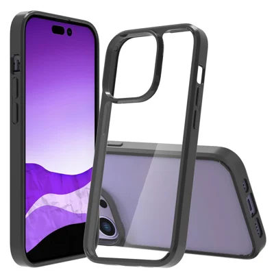 Crystal Clear Crop-rooble Phone Case Для Iphone 14 Pro 6,1 Дюйма, Гибридный пк + Защитный Крышка TPU - Черный
