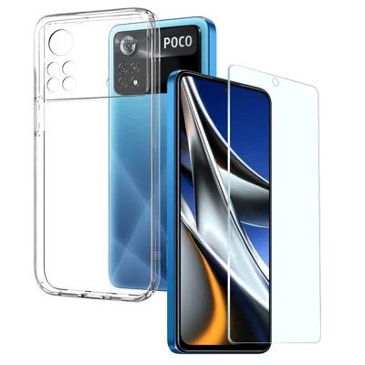 NORTHJO For Xiaomi Poco X4 Pro 5G Anti-scratch TPU Phone Case with Ultra-thin Tempered Glass Screen Protector
