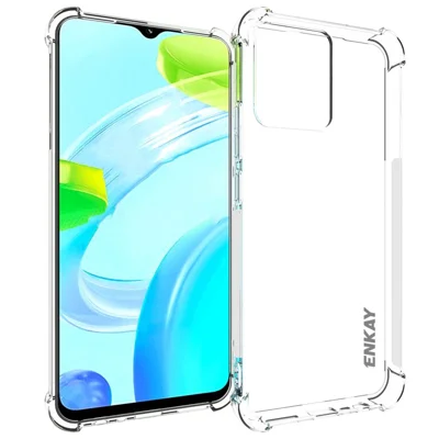 ENKAY HAT PRINCE For Realme C30 4G Thickened Corners Transparent TPU Cover Anti-fall Anti-scratch Phone Case with Anti-slip Strip Edge