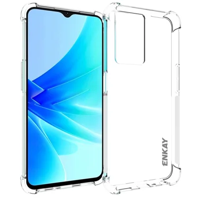ENKAY HAT PRINCE For Oppo A57 4G / A57s 4G Anti-slip Strip Edge Design Clear TPU Cover Thickened Corners Anti-drop Phone Back Case