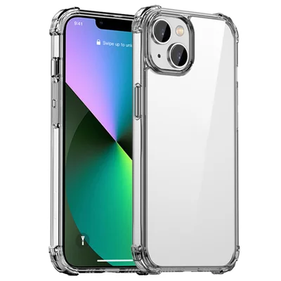 IPAKY til iPhone 14 6,1 tommer ekstra tynd gennemsigtig telefonbeskyttelsesdæksel mod fald med hård PC og TPU ramme bagside beskyttelsesdæksel