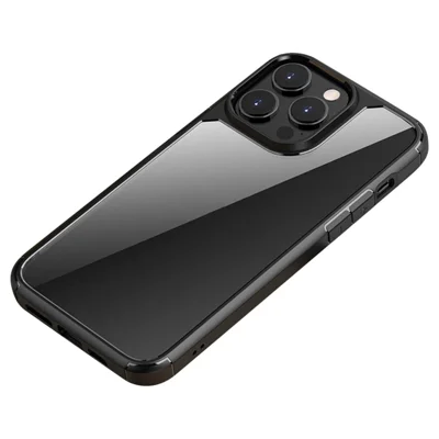 IPAKY Anti-scratch Phone Case for iPhone 14 Pro 6.1 inch, Drop-proof Solid Acrylic + TPU Back Cover with Airbag Protection Support Wireless Charging - Black