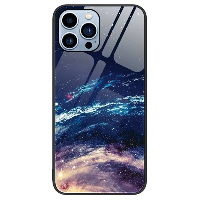 Para el Protector de Teléfonos Celulares de 6.7 Pulgadas de Iphone 14 Pro Max, Imprimición de la Impresión Del Teléfono de Vidrio Templado pc Dura+cubierta Del Teléfono TPU Suave - la Vía Láctea