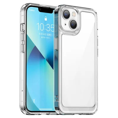 Voor iPhone 14 Plus 6,7 inch TPU + Acryl Hybride Telefoonhoesje Anti-val Anti-vingerafdruk Achterkant - Transparant