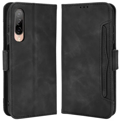 Per HTC Desire 22 Pro 5G Bump Proof PU Leather Flip Wallet Case Multiple Card Slots Stand Magnetic Mobile Phone Cover - Nero