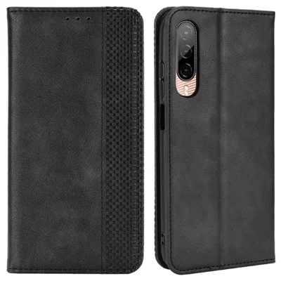 Per HTC Desire 22 Pro 5G Auto Closing Magnetic Retro PU Leather Wallet Design Case Stand Function Phone Shell Cover - Nero