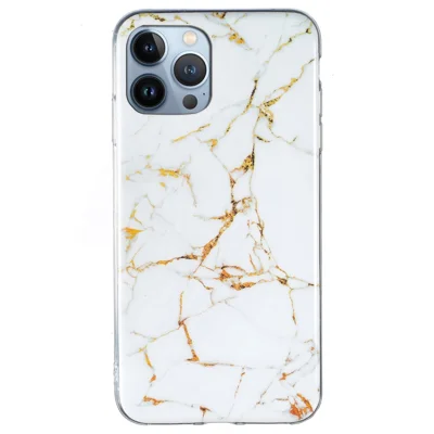 TPU Case til iPhone 14 Pro 6,1 tommer, IMD Marmorstil Dåbfast Godt Beskyttet Mobiltelefondæksel - Hvid
