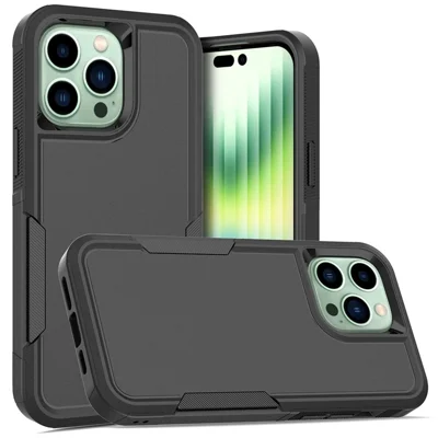 Para iPhone 14 Pro Max 6.7 polegadas Capa de Proteção de Camada Dupla em PC Rígido + TPU Suave Resistente a Arranhões - Preta