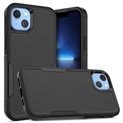 Capa para Telemóvel para iPhone 14 Plus 6,7 polegadas, Capa Anti-impressão Digital em PC Rígido + TPU, Preto