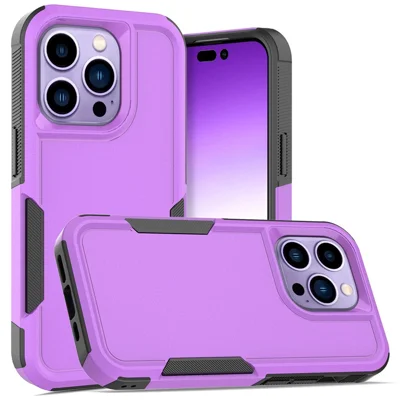 Smartphone Case for iPhone 14 Pro 6.1 inch, Drop Protection Raised Edge PC+TPU Mobile Phone Cover - Purple