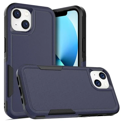 Cell Phone Case for iPhone 14 6.1 inch, Anti-scratch Raised Edge PC+TPU Mobile Phone Cover - Dark Blue