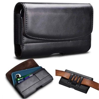 Multifunctional Phone Holster Case Horizontal PU Leather Belt Clip Waist Bag Pouch, Size XXXL (Inner Size: 18x9x2cm)