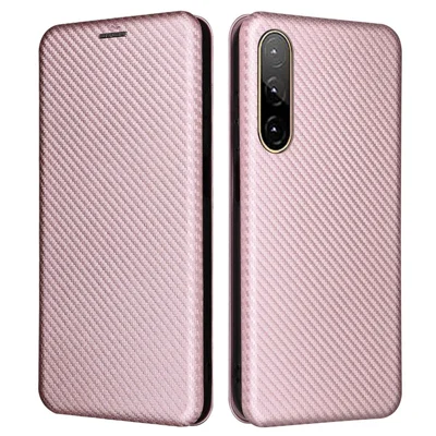 Per HTC Desire 22 Pro 5G Porta Carta Texture in Fibra di Carbonio Custodia in Pelle PU Stand Custodia per Telefono - Rose Gold