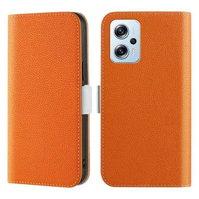 For Xiaomi Redmi Note 11T Pro 5G / Note 11T Pro+ 5G / Note 12T Pro 5G / Poco X4 GT 5G / Redmi K50i 5G Candy Color Full Protection Leather Case Litchi Texture Phone Stand Wallet Cover - Orange
