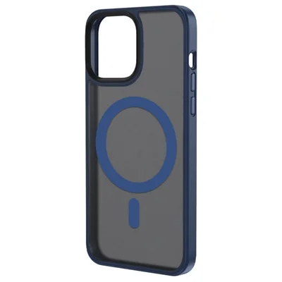 For iPhone 14 6.1 inch Magsafe Charging Matte Phone Cover TPU Bumper + Hard PC Hybrid Case - Blue