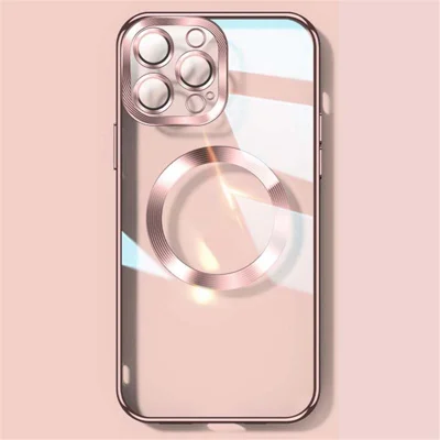 YOOBAO For iPhone 13 Pro 6.1 inch Anti-scratch Camera Protection Phone Case Shockproof Clear Silicone Cover Support Wireless Magnetic Charge - Pink