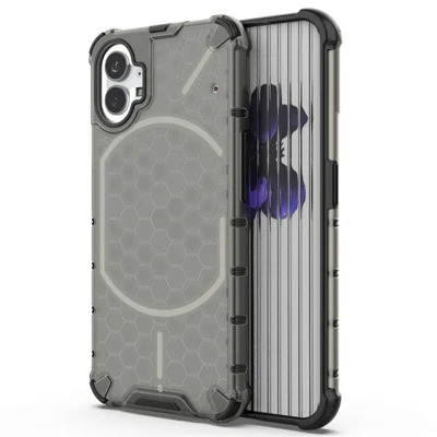 For Nothing phone (1) 5G Honeycomb Textured TPU + PC Cover, Shock Absorbing Precise Cutout Phone Case - Black