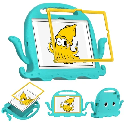 For Samsung Galaxy Tab A8 10.5 (2021) / (2022) EVA Protective Case Cartoon Octopus Anti-Drop Anti-Wear Cover Tablet Case with Shoulder Strap - Baby Blue